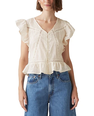 Levi's Women's Aniston Cotton Ruffled Flutter-Sleeve Blouse