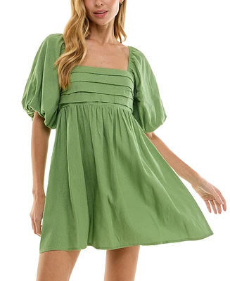 City Studios Juniors' Balloon-Sleeve Babydoll Dress