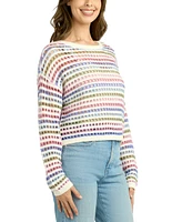 Bcx Juniors' Striped Open Knit Sweater