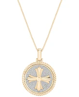 Macy's Men's Diamond Cross Medallion Pendant Necklace (1/5 ct. t.w) in 14k Gold Over Sterling Silver, 22"