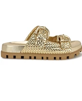 Nine West Women's Tindy Woven Buckle Straps Flat Sandals
