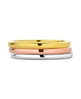 Bling Jewelry Tri Color Silver Ring Stacking Couples Band Set 14k Gold Plated Sterling