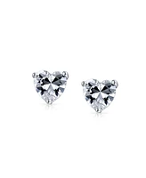 Bling Jewelry Classic Small Cubic Zirconia .5-1CTW Cz Solitaire Heart Shape Stud Earrings 14K Yellow Rose Gold Plated .925 Sterling Silver 5 6 7 8 Mm