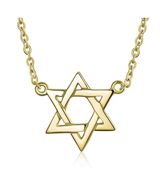 Bling Jewelry Traditional Magen Judaic Star Of David Pendant Necklace 14K Gold Plated Silver