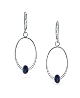 Bling Jewelry Geometric Dangle Earrings with Blue Lapis Lazuli in Sterling Silver