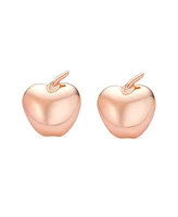 Bling Jewelry Fruit Teacher Pet Apple Of My Eye Stud Earrings Rose Gold Plated .925 Sterling Silver