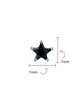 Bling Jewelry Small Celestial Usa Black Cz Star Stud Earrings for Men, Sterling Silver 7, 6 Mm