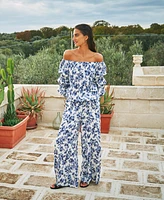 Vince Camuto Women's Floral Mid-Rise Wide-Leg Pants
