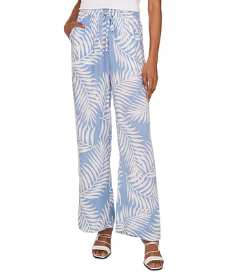 Vince Camuto Women's Tropical-Print Mid-Rise Drawstring Pants