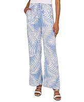 Vince Camuto Women's Tropical-Print Mid-Rise Drawstring Pants
