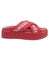 True Religion Alia Cross Strap Slip on Platform Sandal