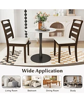 Polyester Upholstered Wooden Dining Chair Set of 2