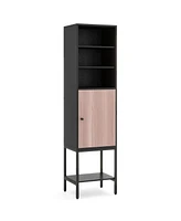 57 Inch Bathroom Tall Cabinet with 1 Door and 4 Shelves Narrow Storage Unit