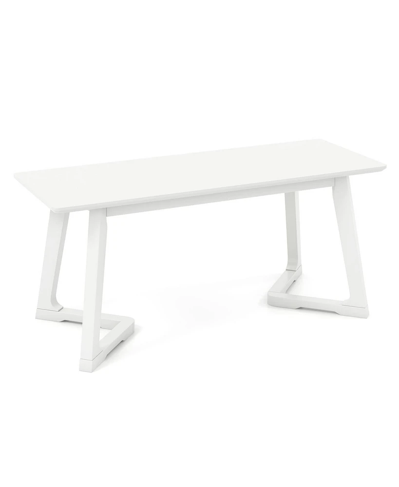 Modern Entryway Bench Long Dining Bench with Rubber Wood Legs