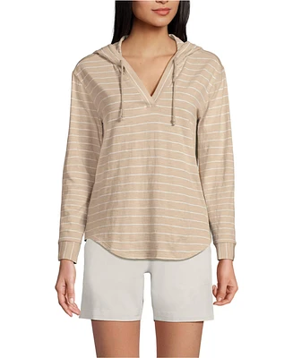 Lands' End Women's Long Sleeve Slub Hooded Popover