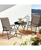 Gymax Set of 4 Folding Portable Patio Chairs Yard Outdoor w/ Armrests & Backrest