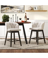 Set of 2 Counter Height Fabric Upholstered Bar Stools Stylish and Comfortable Seating for Kitchen or