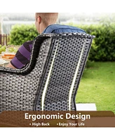 Xizzi Outdoor Swivel Rocking Chairs Set, Patio Furniture Set with 50,000 Btu Rectangular Propane Fire Pit Table, 7 Pieces High Back Conversation Sofa