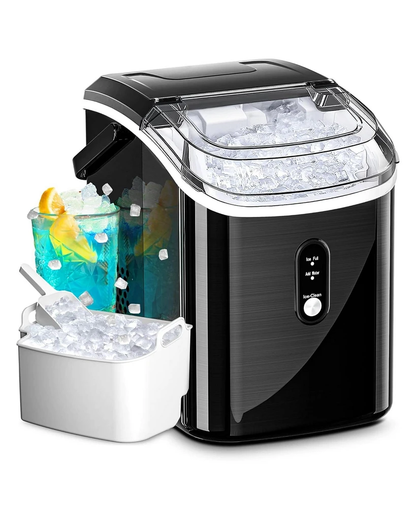 Kismile Nugget Countertop Ice Maker, Portable Pellet Ice Maker, 35 lbs/Day Chewable Ice, Self-Cleaning,Pebble Ice Maker for Home/Kitchen/Office(Stainl