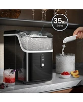Kismile Nugget Ice Makers Maker Machine with Ice, 35lbs/Day,One-Click Operation,Self-Cleaning Countertop Machine,Stainless Steels Upgrade
