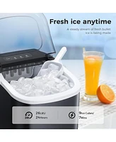 Kismile Ice Makers Countertop,Portable Maker Machine with Handle,26Lbs/24H,9 Bullet Ready 7 Mins,Self-Cleaning Scoop and