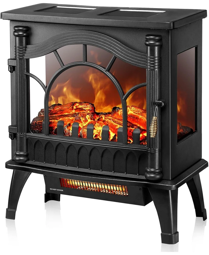 Kismile Electric Fireplace Heater, 20" Infrared Fireplace Heater 1000/1500W, 3D Realistic Flames Effect, Etl Certificated, Adjustable Flame Brightness