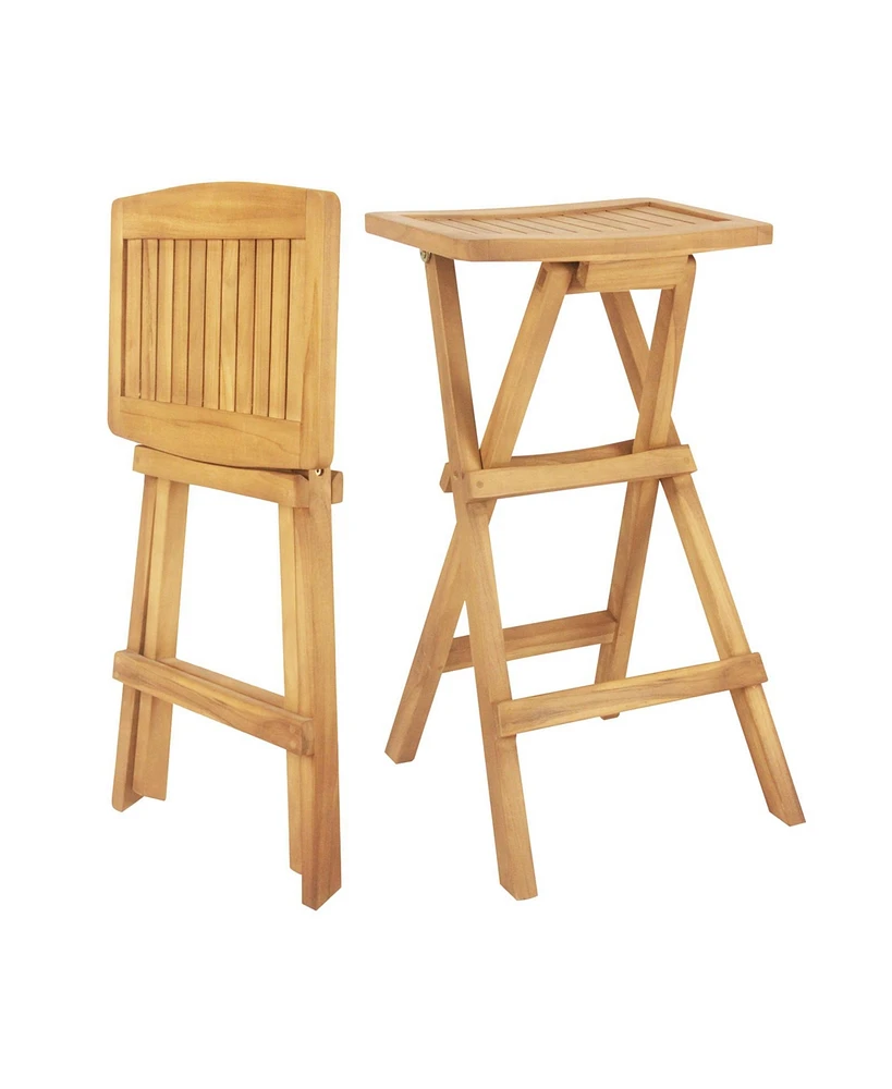 Set of 2 No Assembly Outdoor Bar Stools with Countered Seat