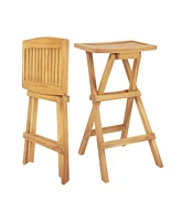 Set of 2 No Assembly Outdoor Bar Stools with Countered Seat