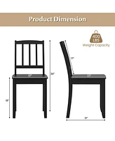 Wood Dining Chair Set of 2 with Rubber Legs