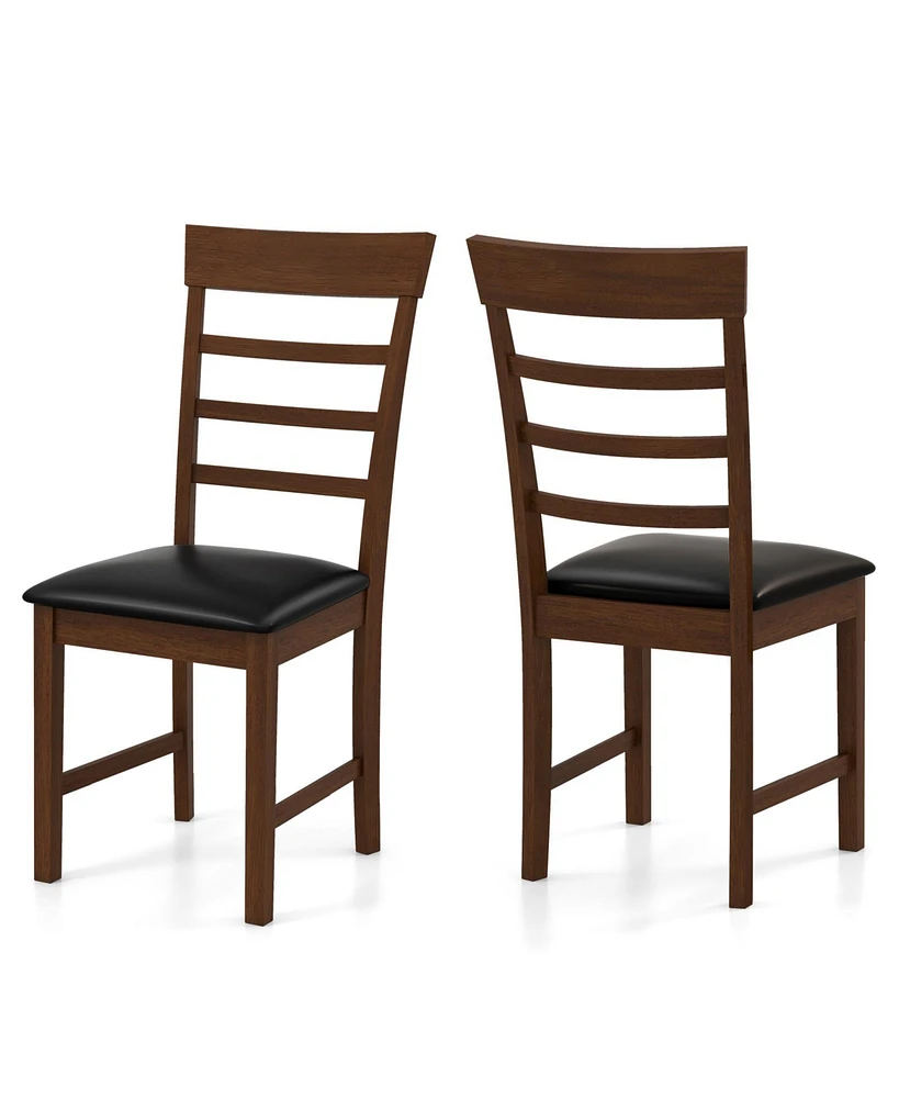 Wooden Dining Chair with Rubber Wood Frame Set of 2