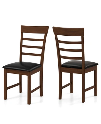 Wooden Dining Chair with Rubber Wood Frame Set of 2