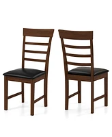 Wooden Dining Chair with Rubber Wood Frame Set of 2