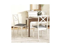 Upholstered Side Dining Chairs Set of 2 with Rubber Wood Frame