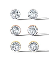 Jessica Simpson Crystal Stud Earrings Set - Trio of Sparkling Styles