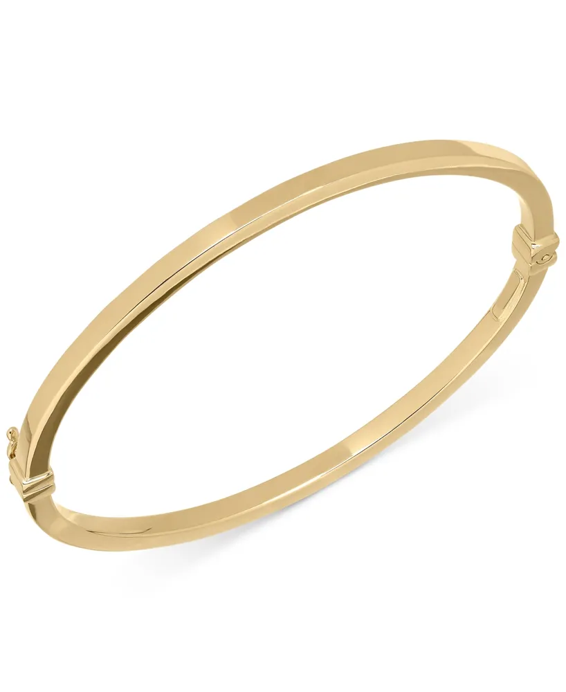 Italian Gold Square Tube Hinge Bangle Bracelet in 14k Gold