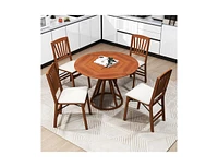 Folding Dining Chairs Set of 2 with Padded Seat and Rubber Wood Frame