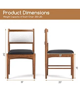Wooden Dining Chair Set of 2 with Rubber Wood Frame and Faux Sherpa Backrest