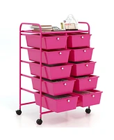 10-Drawer Rolling Storage Cart Versatile and Mobile Storage Solution for Home or Office