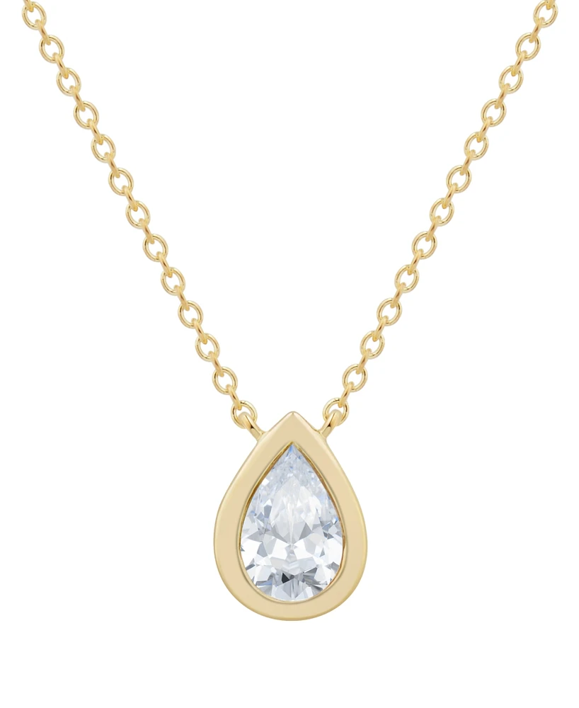 Diamond Pear Bezel Pendant 18" Necklace (1/3 ct. t.w.) in 14k Gold
