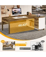 Tribesigns 78.7" L-Shaped Executive Desk, Large Computer Table with 2 Drawers and Storage Shelves, Modern Workstation Business Furniture for Home Offi