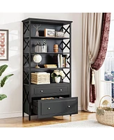 Tribesigns 2 Drawer File Cabinet Filing Cabinet with Shelves Tall Vertical Filling Cabinet for Letter/Legal/A4 Size File, Printer Stand with Storage S