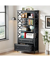 Tribesigns 2 Drawer File Cabinet Filing Cabinet with Shelves Tall Vertical Filling Cabinet for Letter/Legal/A4 Size File, Printer Stand with Storage S