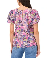 Vince Camuto Women's Printed Petal-Sleeve Top