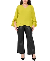 Vince Camuto Plus V-Neck 3/4-Flutter Sleeve Blouse