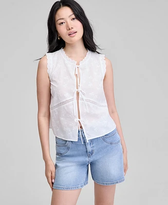 And Now This Women's Cotton Tie-Front Sleeveless Top, Exclusively at Macy's