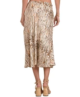 Elan Women's Sahara Printed Pull-On Midi Skirt