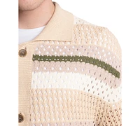 Paisley & Gray Men's Slim Fit Long Sleeve Crochet Cardigan Sweater