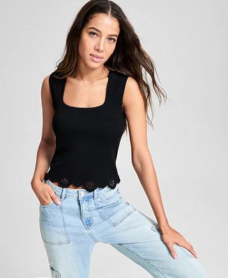 And Now This Women's Square-Neck Cutwork Trim Top, Exclusively at Macy's