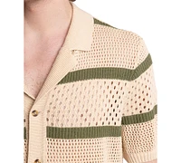 Paisley & Gray Men's Slim Fit Short Sleeve Crochet Cardigan Sweater