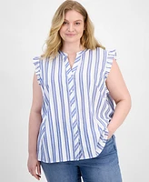 Tommy Hilfiger Plus Striped Cotton Top